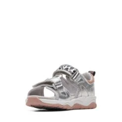 Clarks Clowder Print Toddler Silver -Clarks Step Deals Store 26166120 W 4