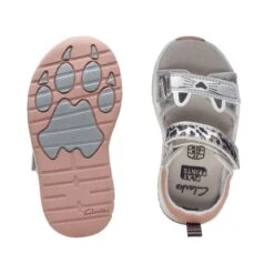 Clarks Clowder Print Toddler Silver -Clarks Step Deals Store 26166120 W 7