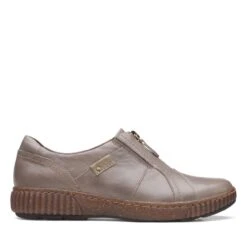 Clarks Magnolia Zip DarkTaupe Leather