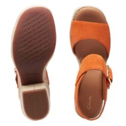 Clarks Kimmei Hi Strap Orange Suede -Clarks Step Deals Store 26171010 W 7